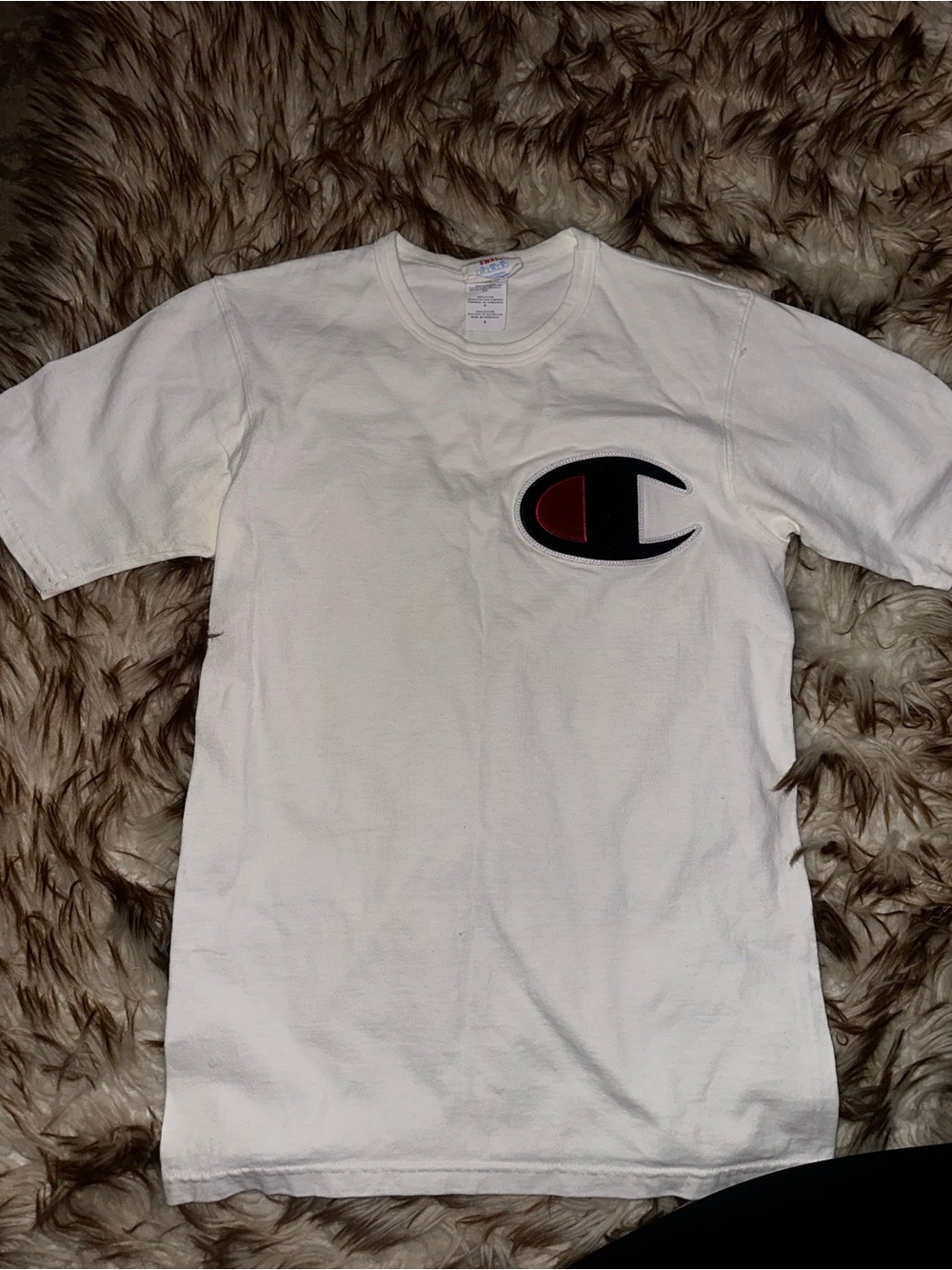 Champion White Short Sleeve Tee with Contrast Logo
